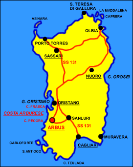 Cartina della Sardegna